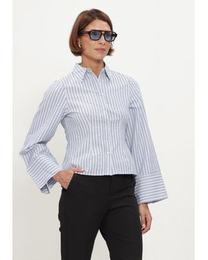 Neo Noir Damen Blusen Rosa Striped Crepe Shirt - Weiß