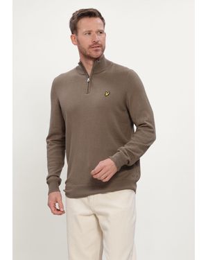 Lyle & Scott Herren Pullover & Cardigans Cotton Merino Quarter Zip Jumper - Braun