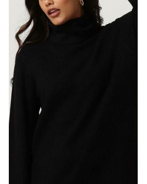 Object Midikleid Objmalena L/S Rollneck Dress Noos Damen - Schwarz