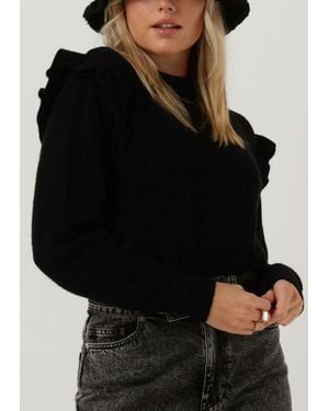 Object Pullover Malena L/S Ruffle Pullover Damen - Schwarz
