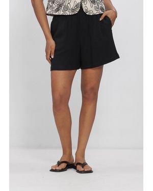 Object Damen Hosen Objsanne Hw Wide Shorts - Schwarz