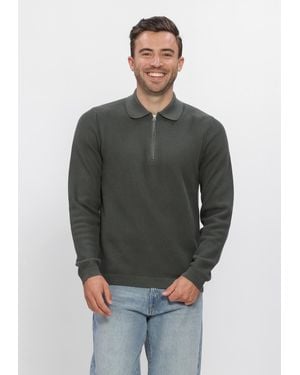 Dstrezzed Herren Pullover & Cardigans Ds_Kostas Zip Polo - Grau