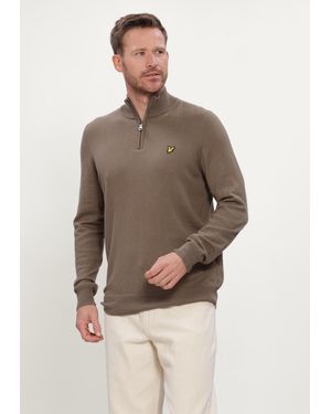 Lyle & Scott Herren Pullover & Cardigans Cotton Merino Quarter Zip Jumper - Braun
