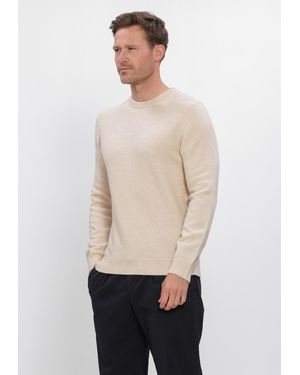 Profuomo Herren Pullover & Cardigans Pullover Crew Neck 80/20 - Natur