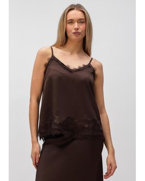 Object Damen Tops & T-Shirts Objnaline Reg Slip Lace Top - Schwarz