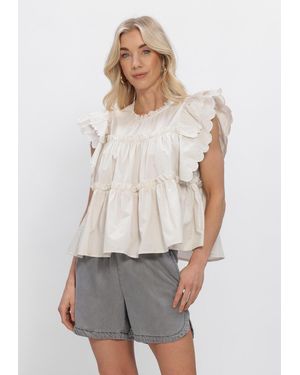 Object Damen Tops & T-Shirts Objhope S/L Top - Weiß