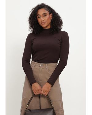 Tommy Hilfiger Damen Pullover & Cardigans Slim Cody Mock-Nk Ls Tee - Mehrfarbig