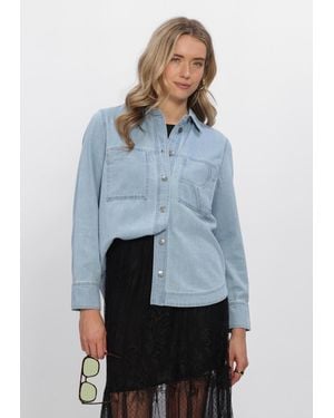 ROUGE EDIT Damen Blusen Roufrancie Mae L/S Oversized - Blau