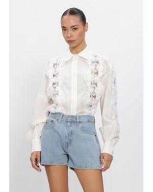 Dante6 Damen Blusen Amandyne Lace Detail Shirt - Weiß