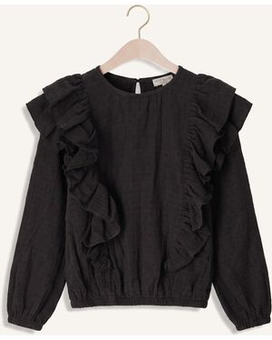 Petit Blush Mädchen Blusen Romantic Ruffle Blouse - Schwarz
