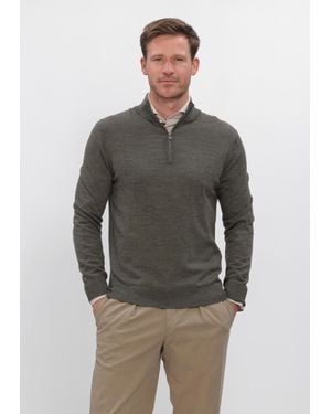 Profuomo Herren Pullover & Cardigans Pullover Half Zip Extrafine Merino - Grau