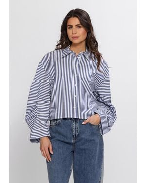 Alix The Label Damen Blusen Ladies Woven Fancy Striped Blouse - Blau