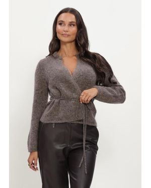 Object Damen Pullover & Cardigans Objnete L/S Re Tie Cardigan - Grau