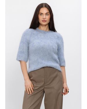 Second Female Damen Pullover & Cardigans Karla Knit Ss O-Neck - Blau