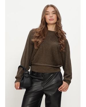 Minus Damen Pullover & Cardigans Msdana Metallic Bat Sleeve Pullover - Braun