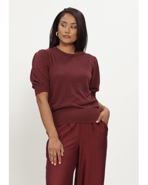 Minus Damen Pullover & Cardigans Msliva Puff Sleeve Metallic Knit Pullover - Rot