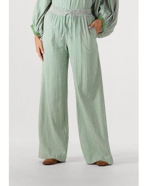 Pom Damen Hosen Pants Seersucker - Grün