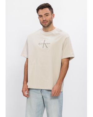 Calvin Klein Herren Polos & T-Shirts Ss 16S Elevated Monologo Tee - Weiß