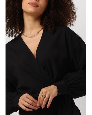 Alix The Label Minikleid Ladies Woven Linen Look Wrap Dress - Schwarz
