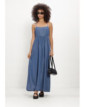 Selected Women Damen Kleider Slfjanna Regular Sl Ankle Dress - Blau