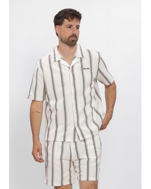 Pure Path Herren Hemden Striped Shortsleeved Shirt - Weiß