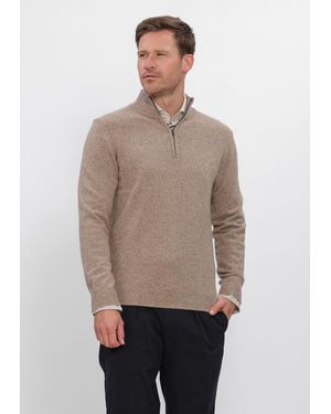 Profuomo Herren Pullover & Cardigans Pullover Half Zip 80/20 - Natur