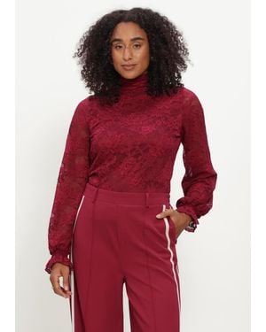 Pom Damen Blusen Ruby Lace Burgundy - Rot