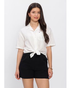 Tommy Hilfiger Damen Blusen Tjw Tie Front Linen Shirt - Weiß
