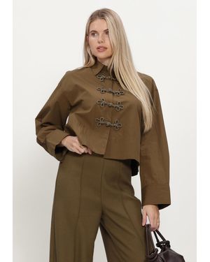 Y.A.S Damen Blusen Yasleema Frog Ls Shirt S - Braun