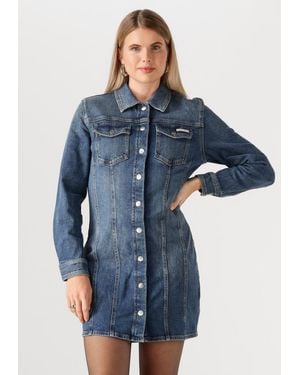 Calvin Klein Damen Kleider Ls Denim Mini Dress - Blau
