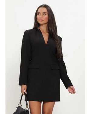 ROUGE EDIT Damen Kleider Rourae L/S V-Neck Short Dress/Ev/Pf - Schwarz
