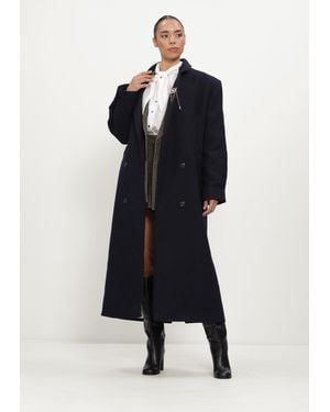 RUBY TUESDAY Damen Jacken Mattin Woolen Double Breated Long Coat - Blau