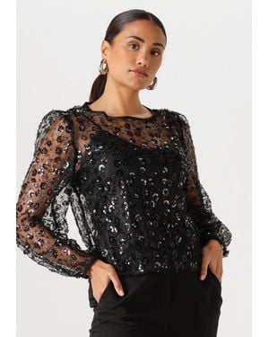 Object Damen Tops & T-Shirts Objmaisy L/S Re Top - Schwarz