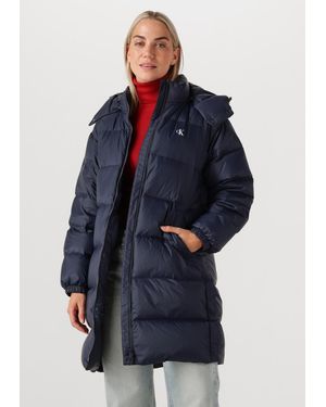 Calvin Klein Damen Jacken Essential Midweight Long Puffer - Blau