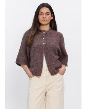 Neo Noir Damen Pullover & Cardigans Benuta Fluffy Knit Cardigan - Braun