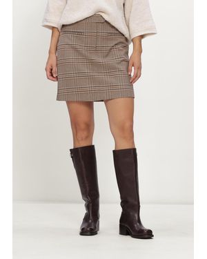 Simplee Damen Röcke Wv-Pl-Ac-Check-26-3 - Natur