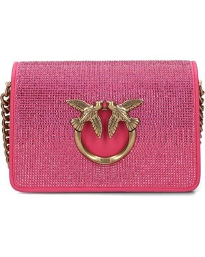 Pinko Handtasche Love Click Mini Full Strass Damen - Pink