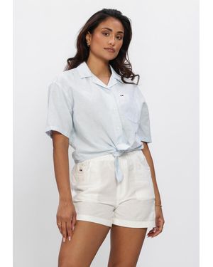 Tommy Hilfiger Damen Blusen Tjw Tie Front Linen Shirt - Weiß