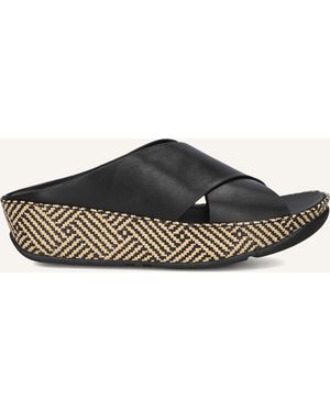 Fitflop Damen Pantoletten Lulu Lux Cross Slide - Schwarz