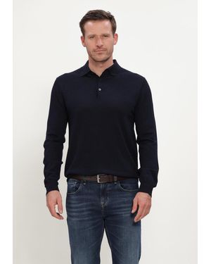 Stefano Lauran Herren Pullover & Cardigans Polo Button Merino - Blau