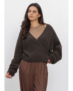 Second Female Damen Pullover & Cardigans Gabby Wrap Knit - Braun