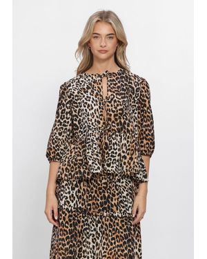 WITHBLACK Damen Tops & T-Shirts Wblamina Tie Front Pep Top - Mehrfarbig