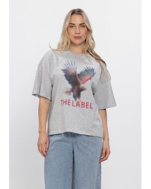 Alix The Label Damen Tops & T-Shirts Ladies Knitted Faded Eagel T-Shirt - Grau