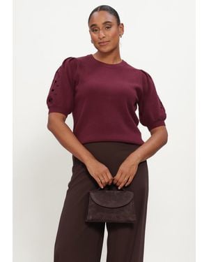 Object Damen Pullover & Cardigans Objyuki S/S Re Knit Pullover - Rot