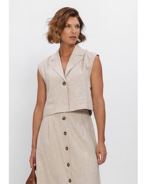 Y.A.S Damen Blazers Yasusuma Short Linen Blend Waistcoat - Natur