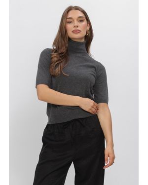 Boii Studios Damen Tops & T-Shirts Aksa T-Neck Knit - Schwarz