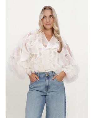 Dante6 Damen Blusen -Phora Tulle Ruffled Top - Weiß