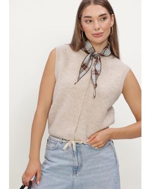 Selected Women Damen Pullover & Cardigans Slflulu Sl Button O-Neck Vest - Natur