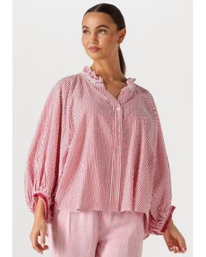 Pom Damen Blusen Blouse Seersucker - Pink