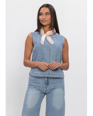 Object Damen Tops & T-Shirts Objrosie S/L Lo Denim Top - Blau